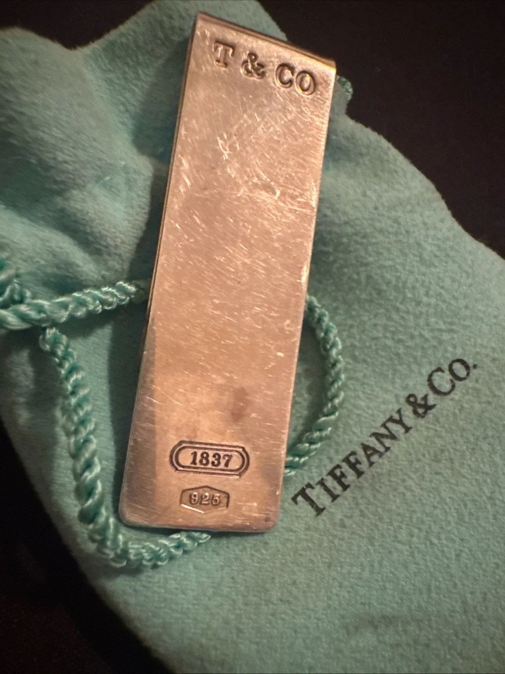 Tiffany & Co. Sterling Silver Money Clip with Tiffany Blue Pouch